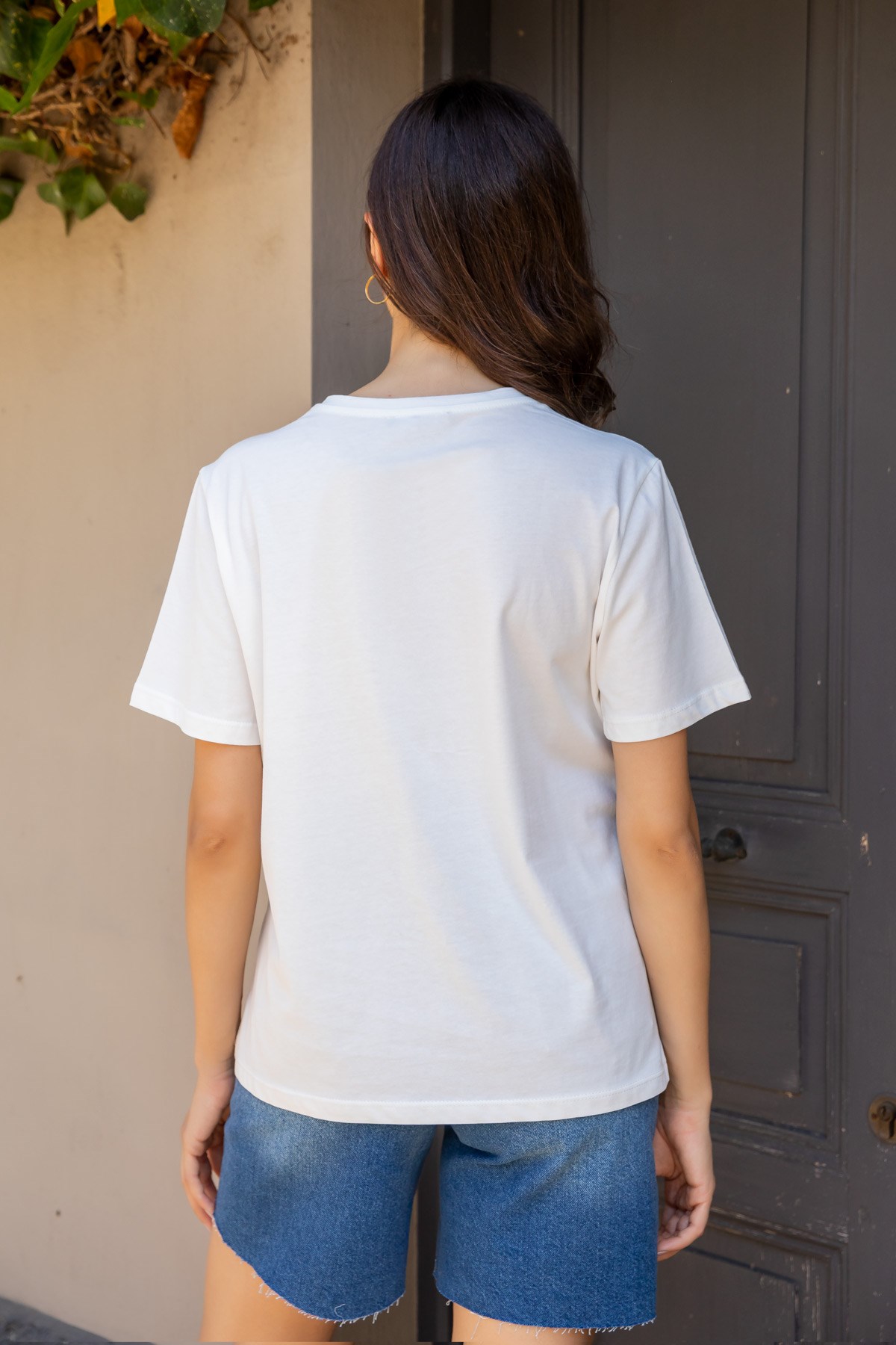 Deniz Butik Figürlü Basic T-shirt - BEYAZ. 3