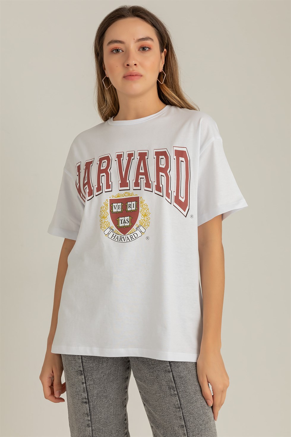 Deniz Butik Harvard Baskılı Tişört - BEYAZ. 2