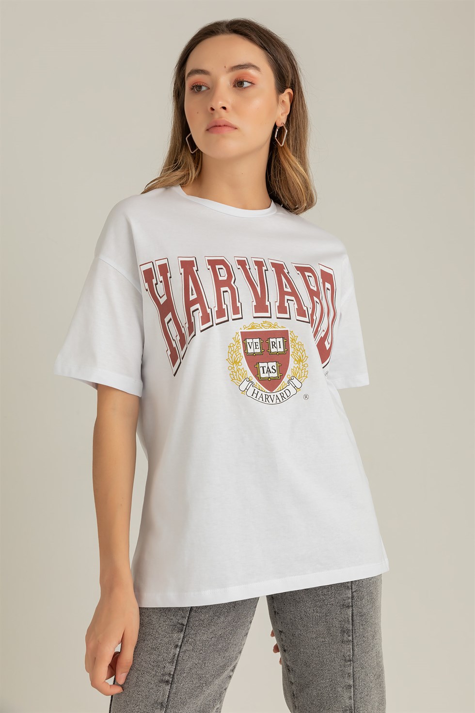 Deniz Butik Harvard Baskılı Tişört - BEYAZ. 3