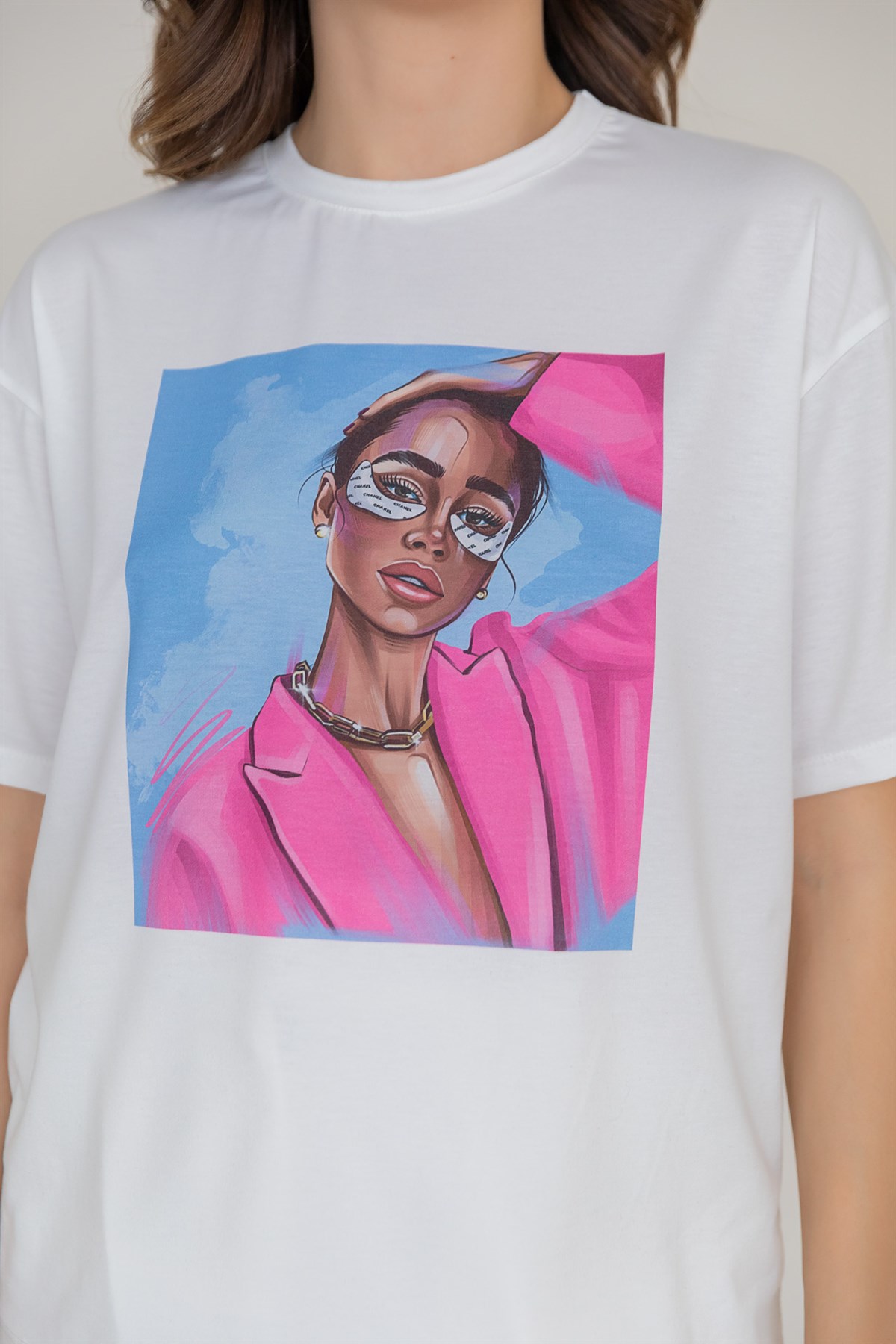 Deniz Butik Kadın Baskılı T-shirt - BEYAZ. 4