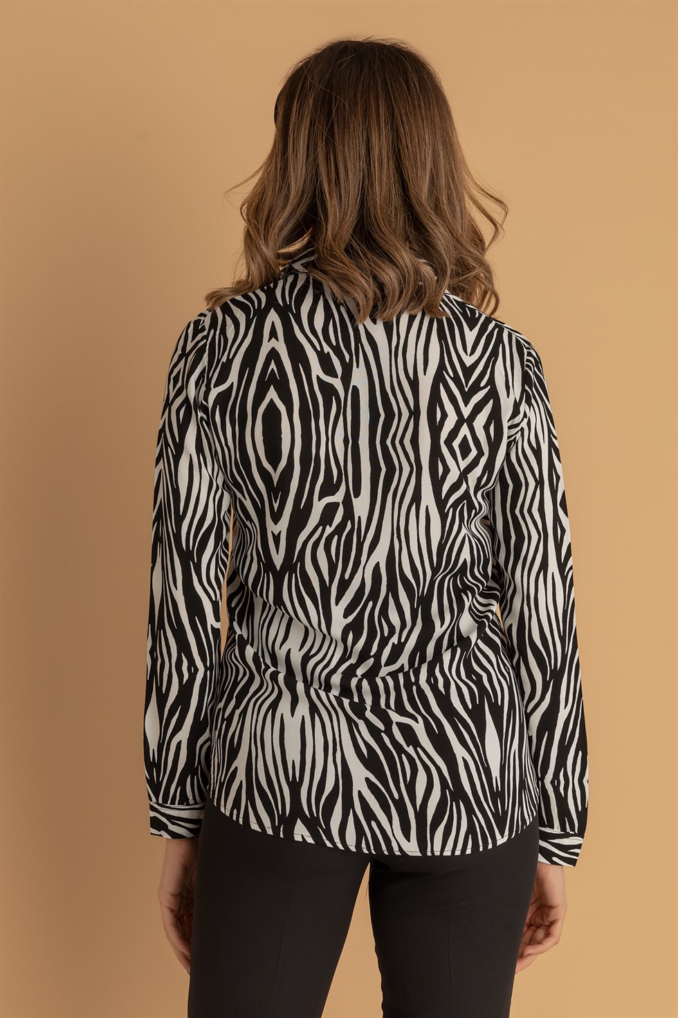 Deniz Butik Zebra Desenli Gömlek - SİYAH. 4