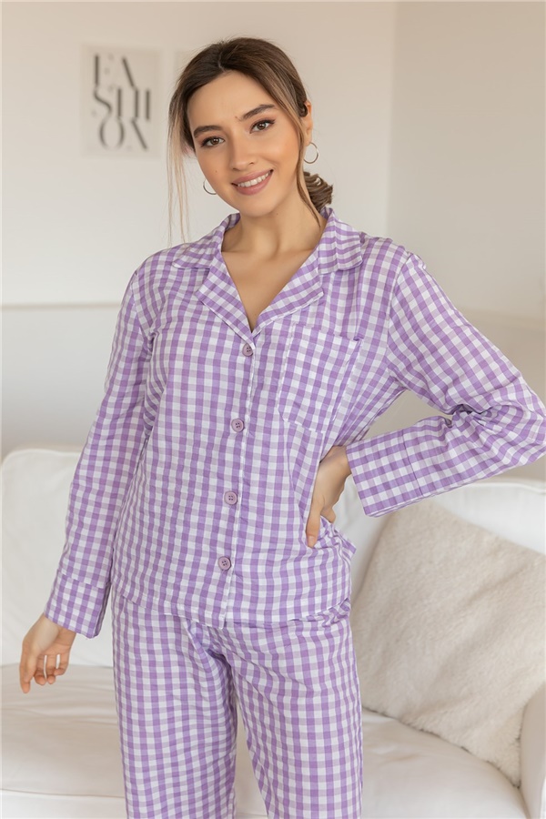Pötikare Desen Pijama Takım - LİLA